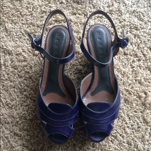 MARNI purple-blue peeptoe platforms size 8